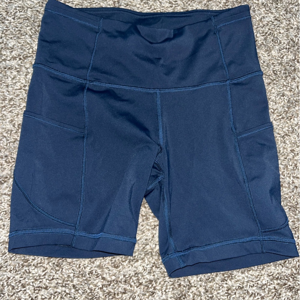 Navy Lululemon 6 inch Biker Shorts